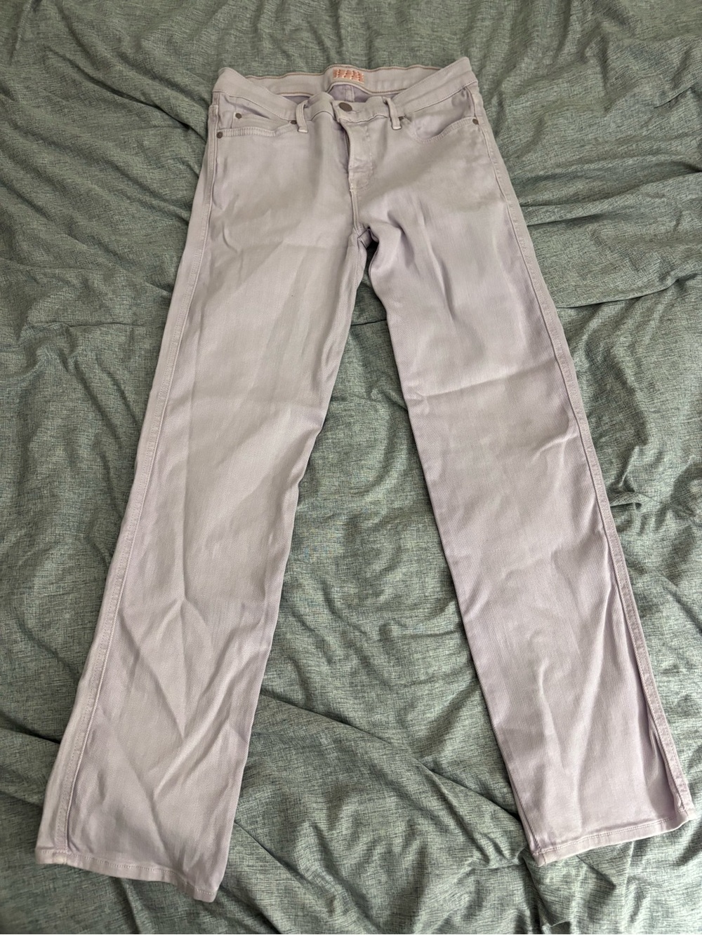 MOTHER The Rascal Cuff Pop Straight Leg Jeans in Pale Lavender Bliss